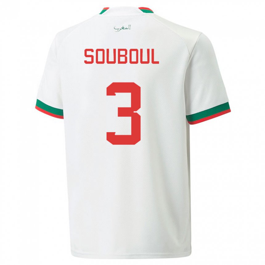 Bambino Maglia Marocco Mohamed Souboul #3 Bianco Kit Gara Away 22-24 Maglietta