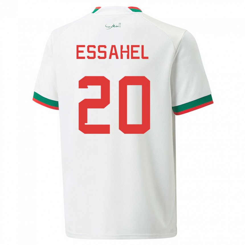 Bambino Maglia Marocco Mohammed Amine Essahel #20 Bianco Kit Gara Away 22-24 Maglietta