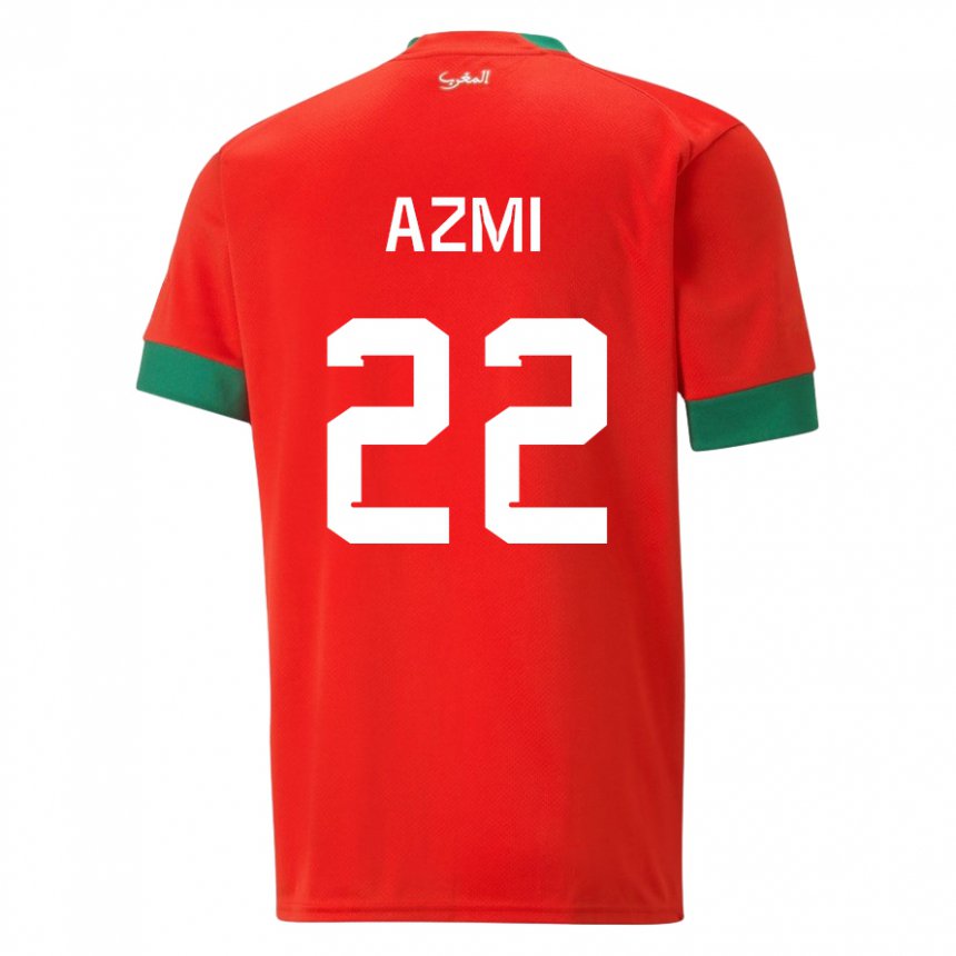 Uomo Maglia Marocco Ahmed Azmi #22 Rosso Kit Gara Home 22-24 Maglietta