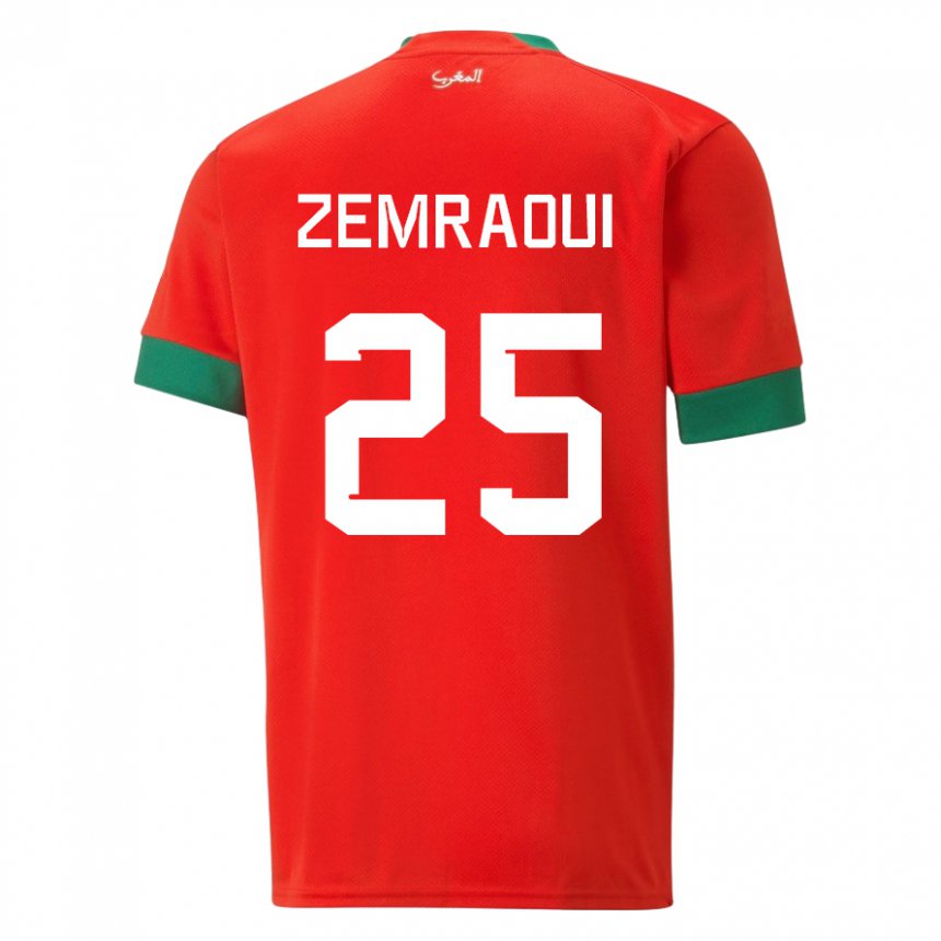 Uomo Maglia Marocco Oussama Zemraoui #25 Rosso Kit Gara Home 22-24 Maglietta