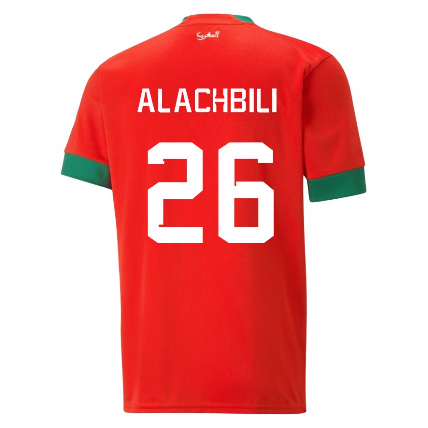 Uomo Maglia Marocco Taha Alachbili #26 Rosso Kit Gara Home 22-24 Maglietta