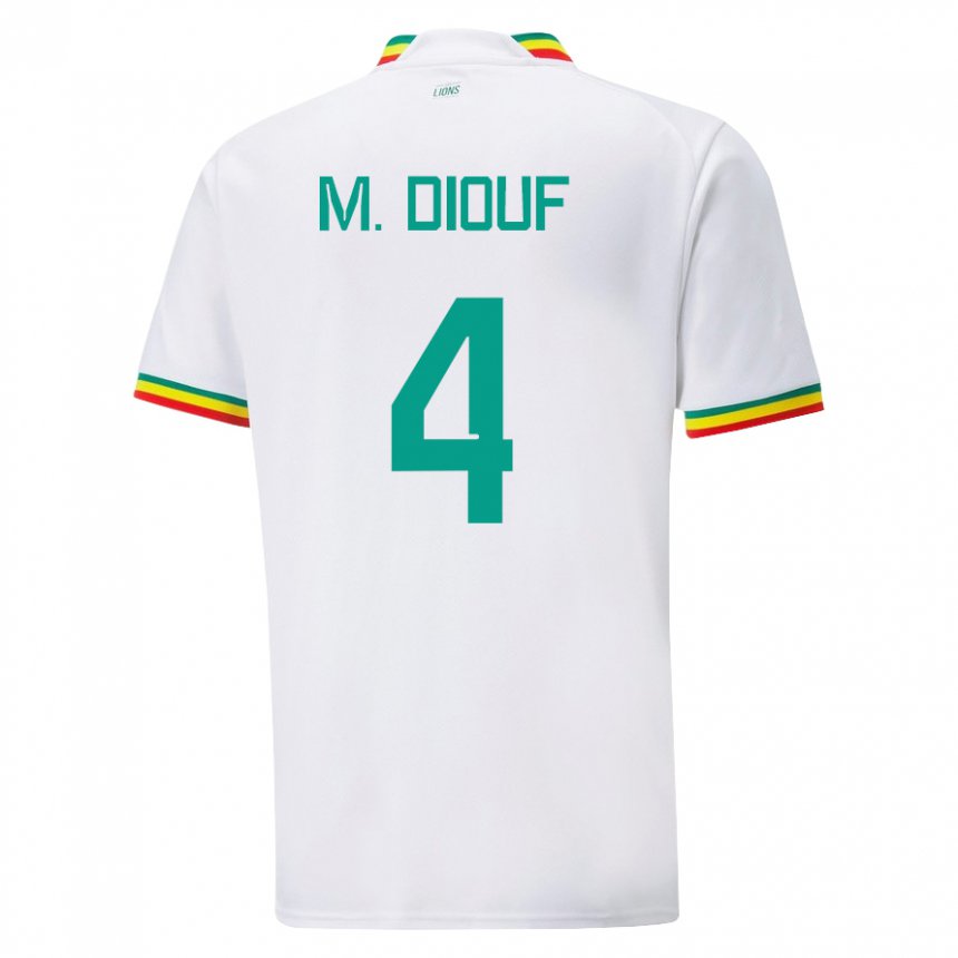 Uomo Maglia Senegal Mame Diarra Diouf #4 Bianco Kit Gara Home 22-24 Maglietta