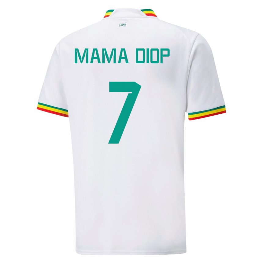 Uomo Maglia Senegal Mama Diop #7 Bianco Kit Gara Home 22-24 Maglietta