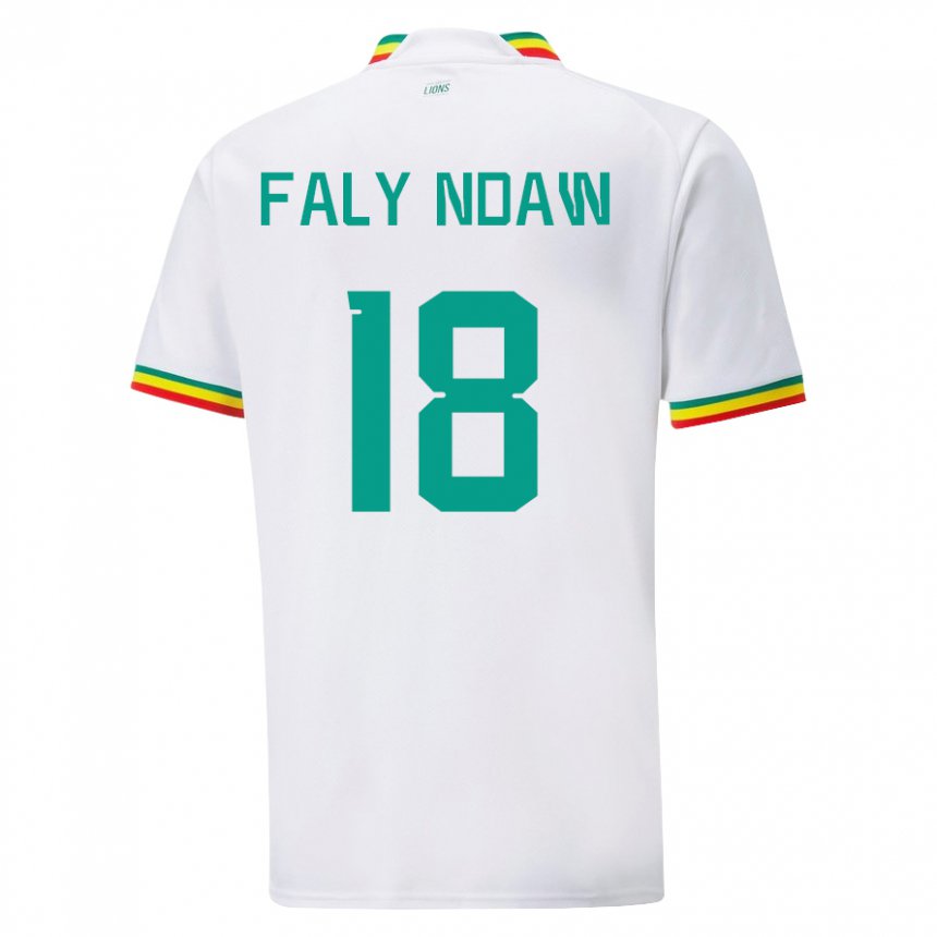 Uomo Maglia Senegal Faly Ndaw #18 Bianco Kit Gara Home 22-24 Maglietta