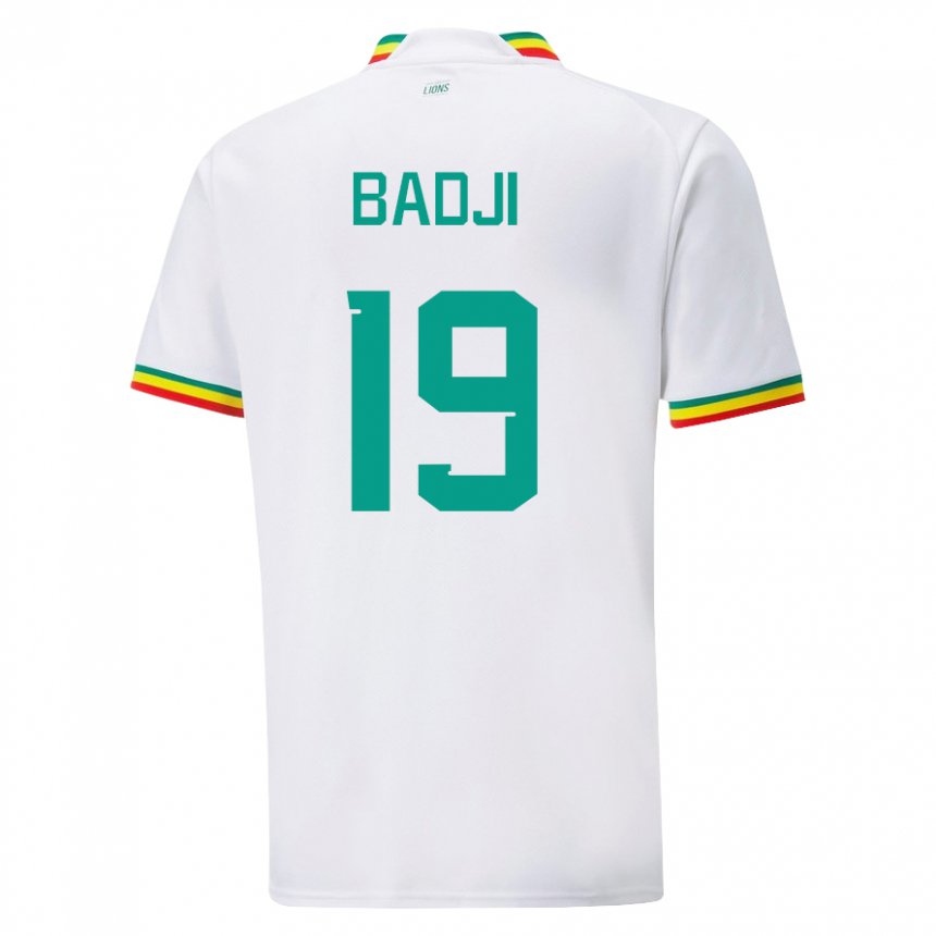 Uomo Maglia Senegal Youssouph Badji #19 Bianco Kit Gara Home 22-24 Maglietta
