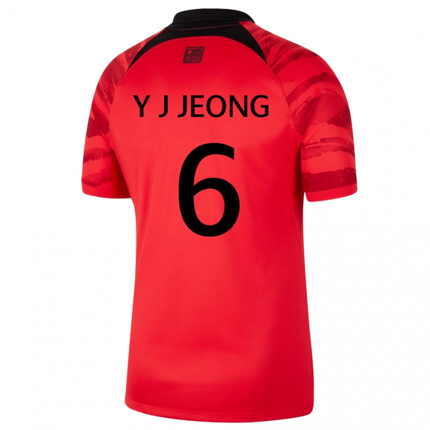 Uomo Maglia Corea Del Sud Jeong Yu Jin #6 Rosso Nero Kit Gara Home 22-24 Maglietta