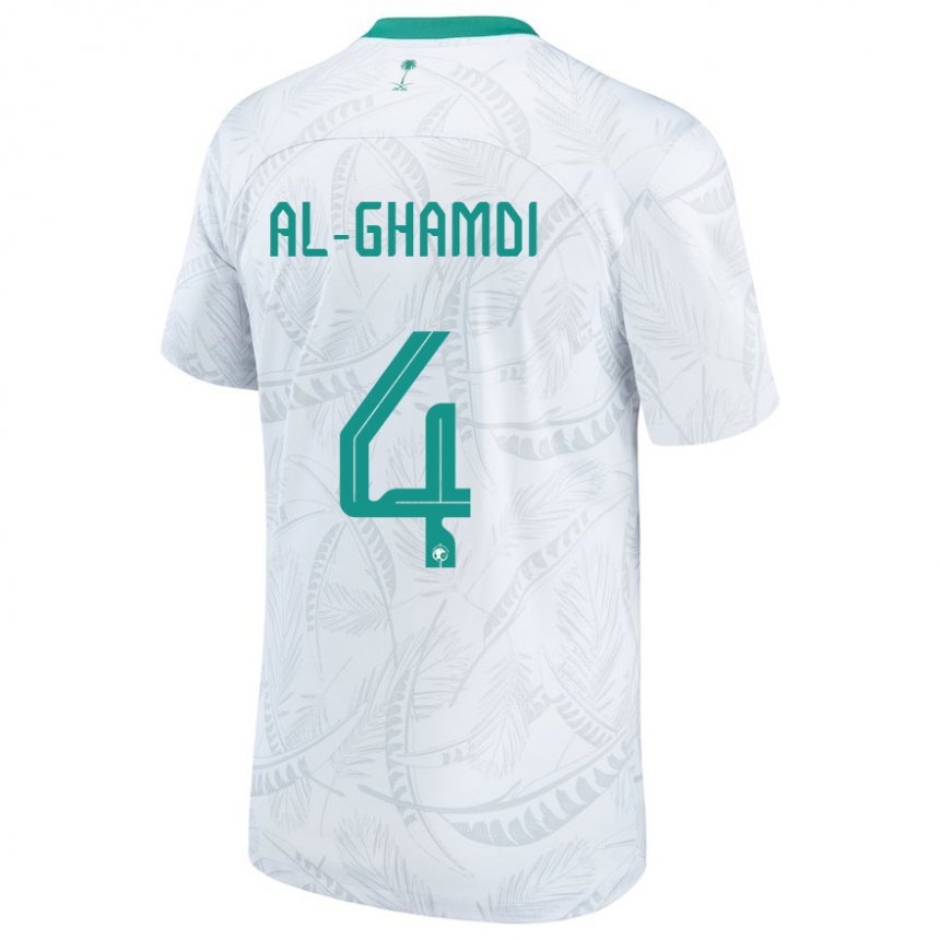 Uomo Maglia Arabia Saudita Talah Al Ghamdi #4 Bianco Kit Gara Home 22-24 Maglietta