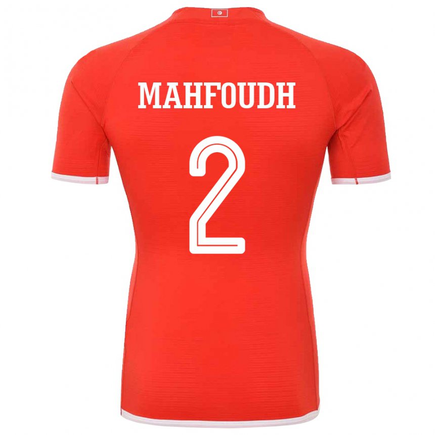 Uomo Maglia Tunisia Dhikra Mahfoudh #2 Rosso Kit Gara Home 22-24 Maglietta