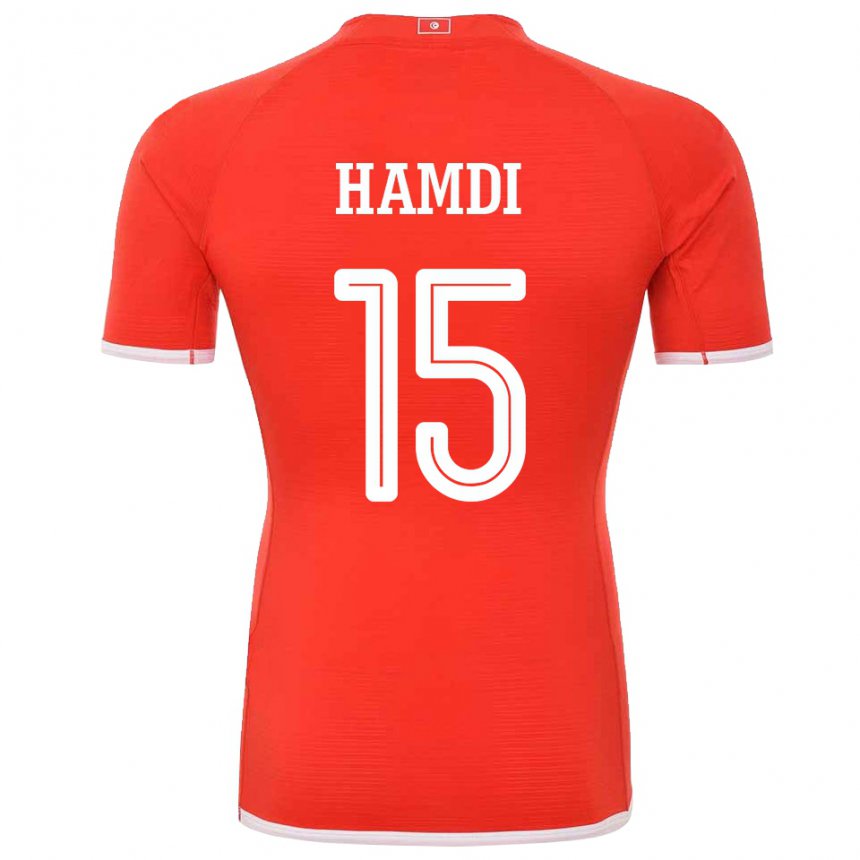 Uomo Maglia Tunisia Hanna Hamdi #15 Rosso Kit Gara Home 22-24 Maglietta