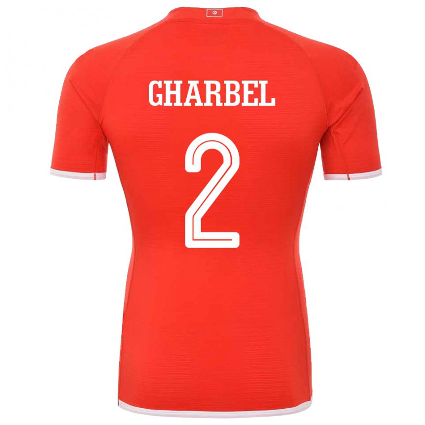 Uomo Maglia Tunisia Mahmoud Gharbel #2 Rosso Kit Gara Home 22-24 Maglietta