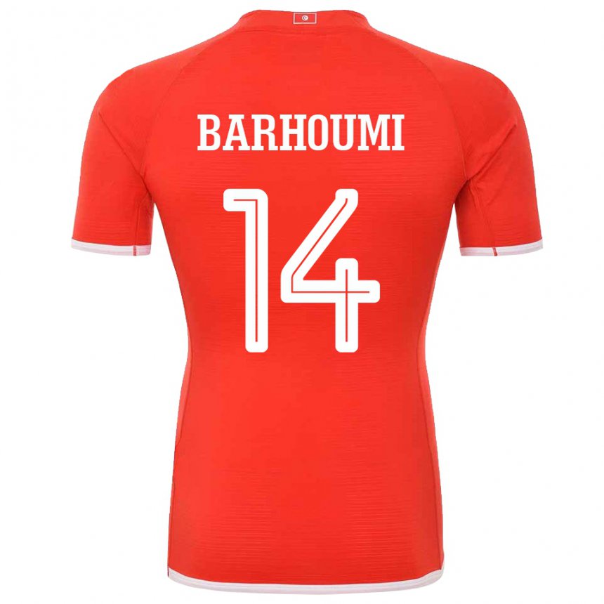 Uomo Maglia Tunisia Salah Barhoumi #14 Rosso Kit Gara Home 22-24 Maglietta