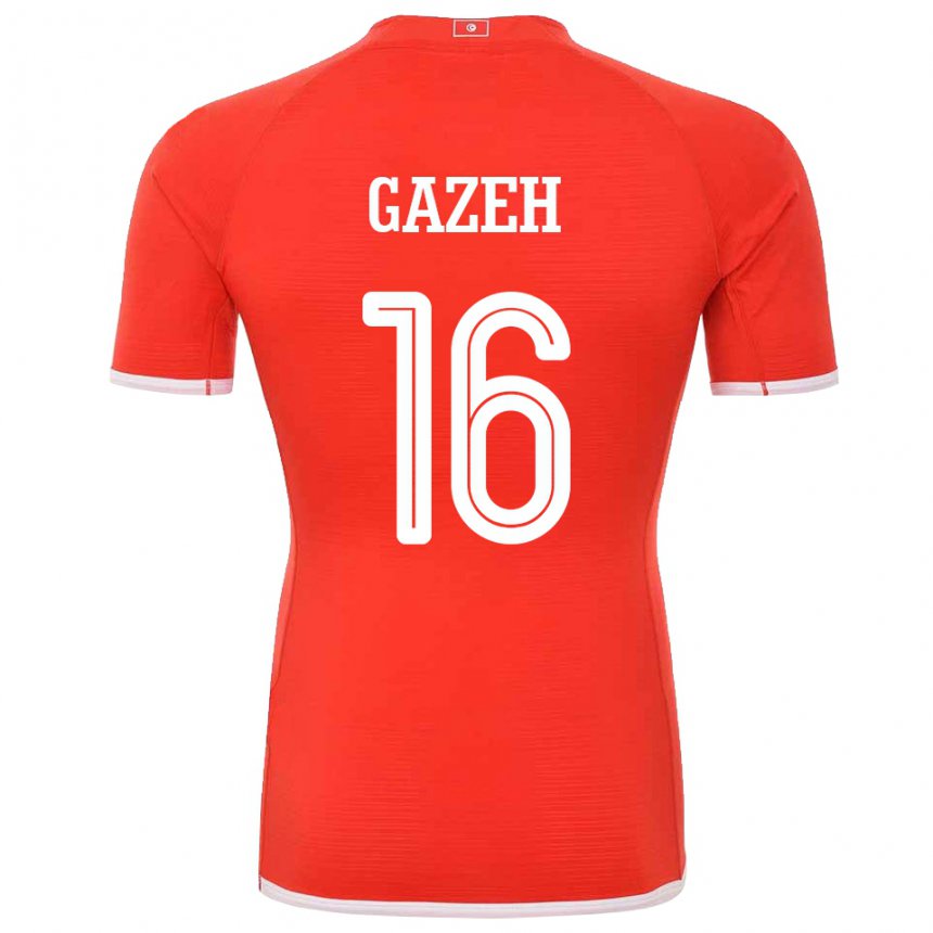 Uomo Maglia Tunisia Raed Gazeh #16 Rosso Kit Gara Home 22-24 Maglietta