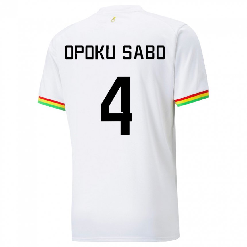 Uomo Maglia Ghana Alex Opoku Sabo #4 Bianco Kit Gara Home 22-24 Maglietta
