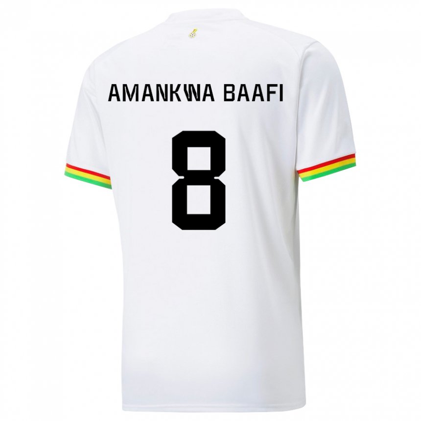 Uomo Maglia Ghana Yaw Amankwa Baafi #8 Bianco Kit Gara Home 22-24 Maglietta