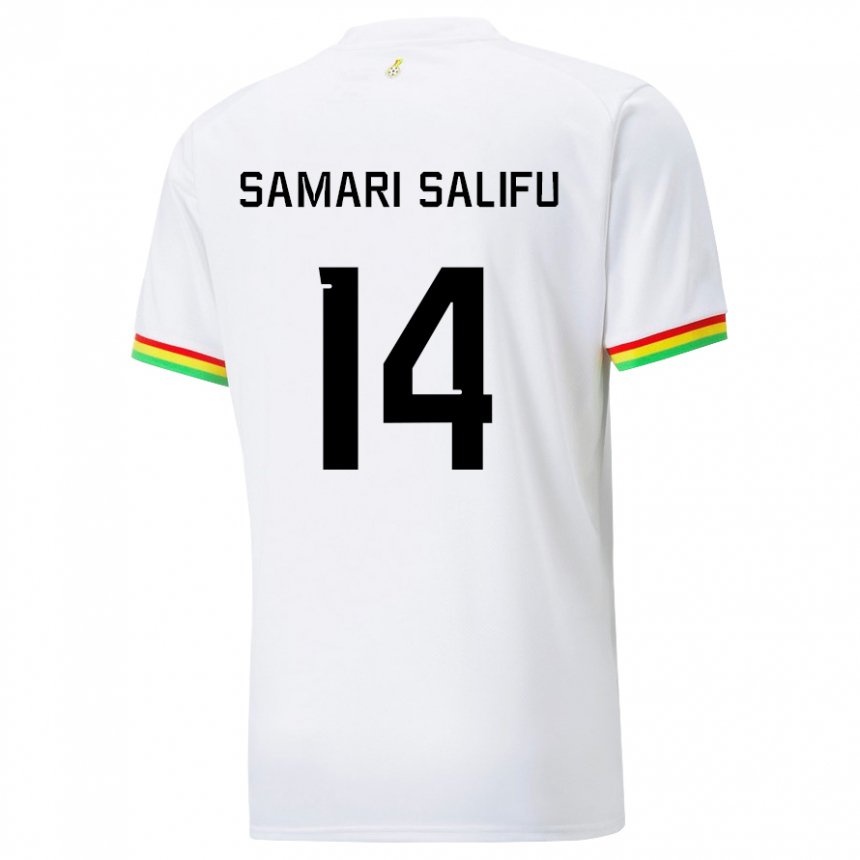 Uomo Maglia Ghana Abass Samari Salifu #14 Bianco Kit Gara Home 22-24 Maglietta