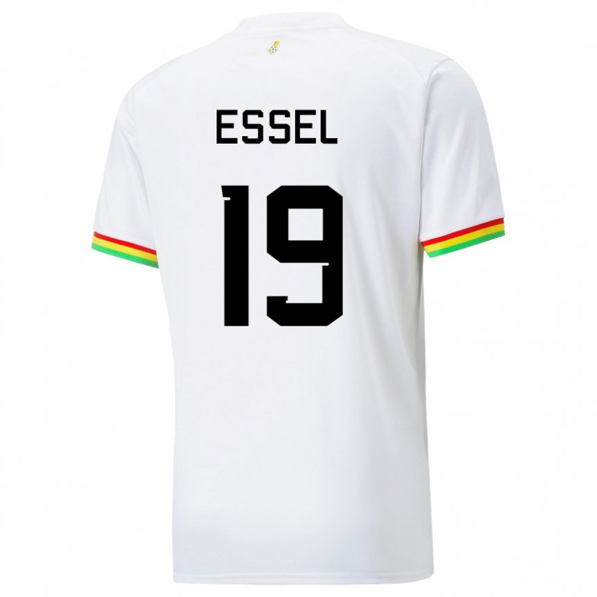 Uomo Maglia Ghana Aaron Essel #19 Bianco Kit Gara Home 22-24 Maglietta