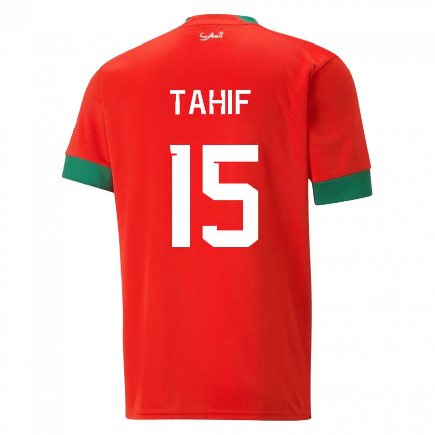 Uomo Maglia Marocco Adil Tahif #15 Rosso Kit Gara Home 22-24 Maglietta