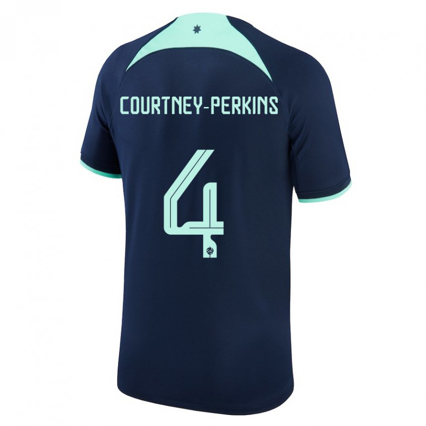 Uomo Maglia Australia Jordan Courtney Perkins #4 Blu Scuro Kit Gara Away 22-24 Maglietta