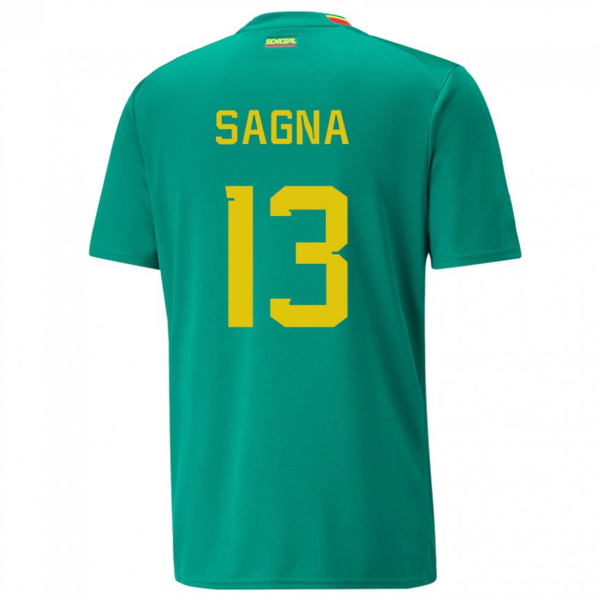 Uomo Maglia Senegal Jeannette Sagna #13 Verde Kit Gara Away 22-24 Maglietta