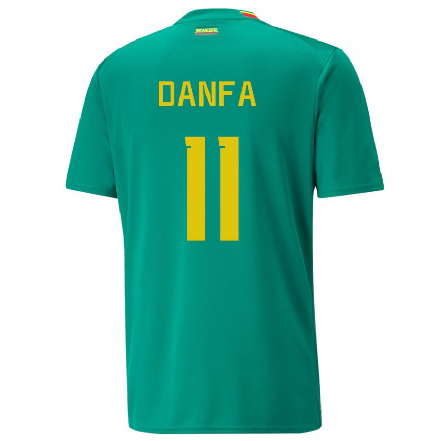 Uomo Maglia Senegal Mamadou Danfa #11 Verde Kit Gara Away 22-24 Maglietta