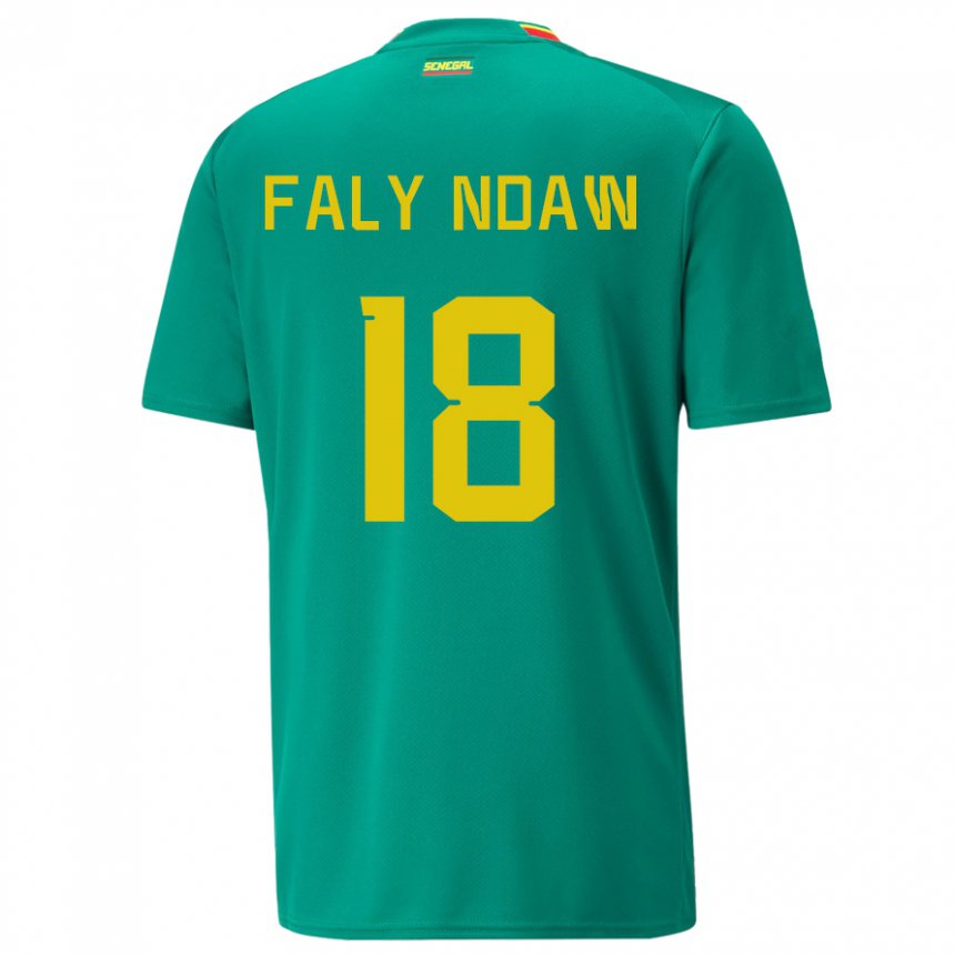 Uomo Maglia Senegal Faly Ndaw #18 Verde Kit Gara Away 22-24 Maglietta
