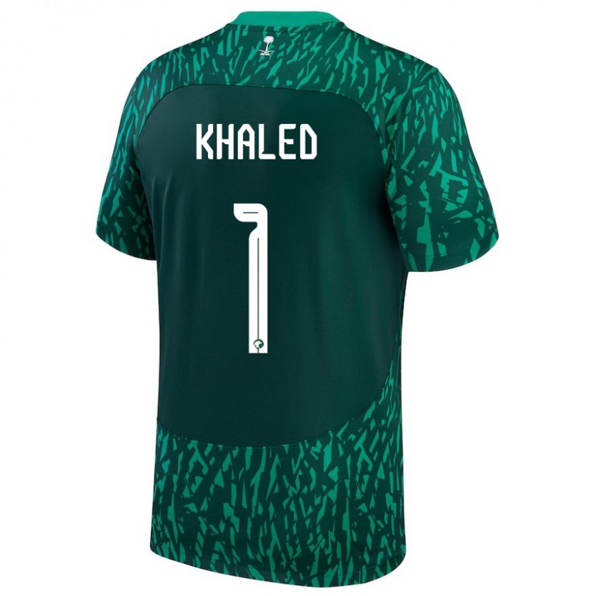 Uomo Maglia Arabia Saudita Sarah Khaled #1 Verde Scuro Kit Gara Away 22-24 Maglietta