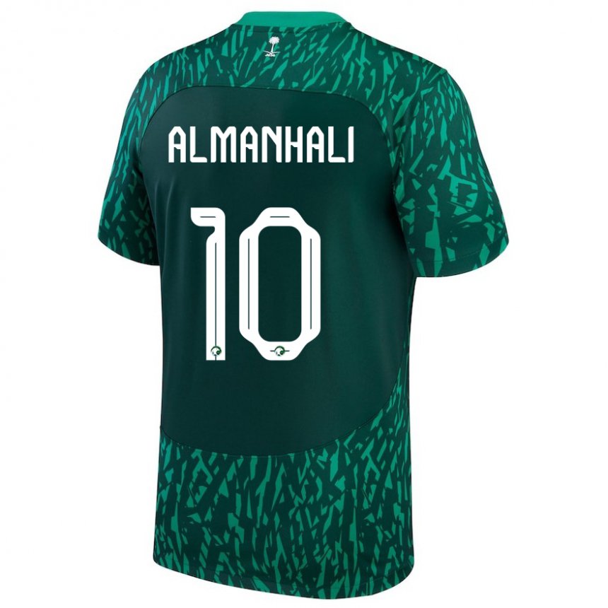 Uomo Maglia Arabia Saudita Suwailem Almanhali #10 Verde Scuro Kit Gara Away 22-24 Maglietta