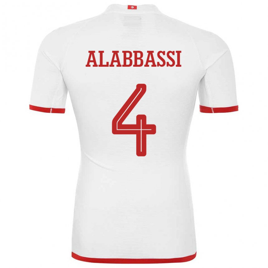 Uomo Maglia Tunisia Chaima Alabbassi #4 Bianco Kit Gara Away 22-24 Maglietta