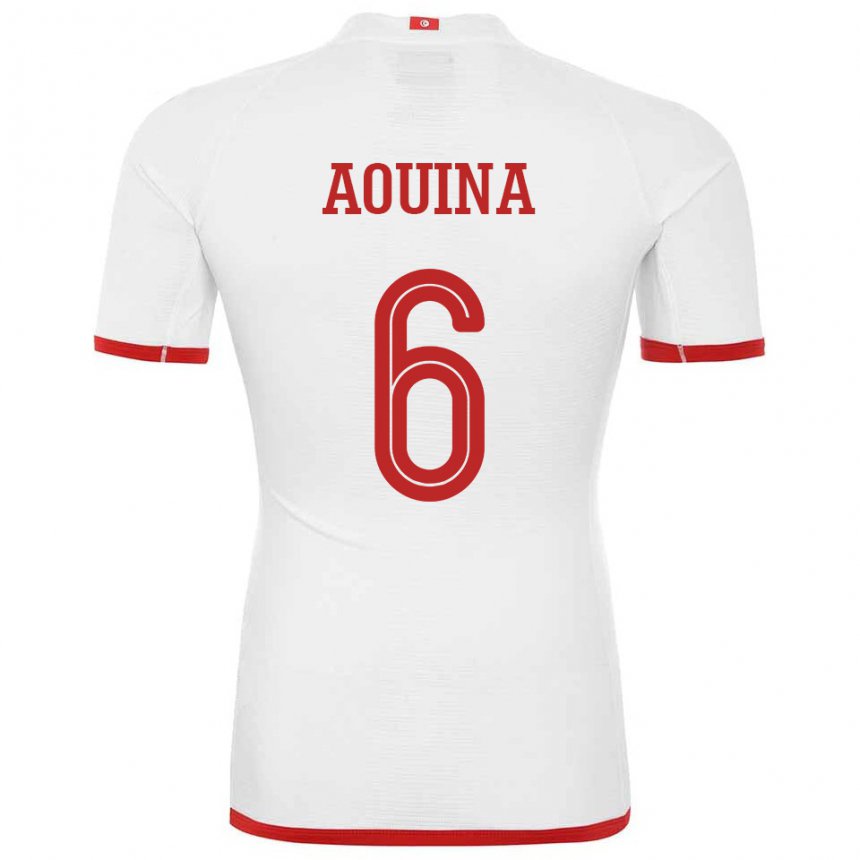 Uomo Maglia Tunisia Rania Aouina #6 Bianco Kit Gara Away 22-24 Maglietta