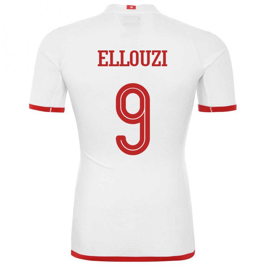 Uomo Maglia Tunisia Sabrine Ellouzi #9 Bianco Kit Gara Away 22-24 Maglietta