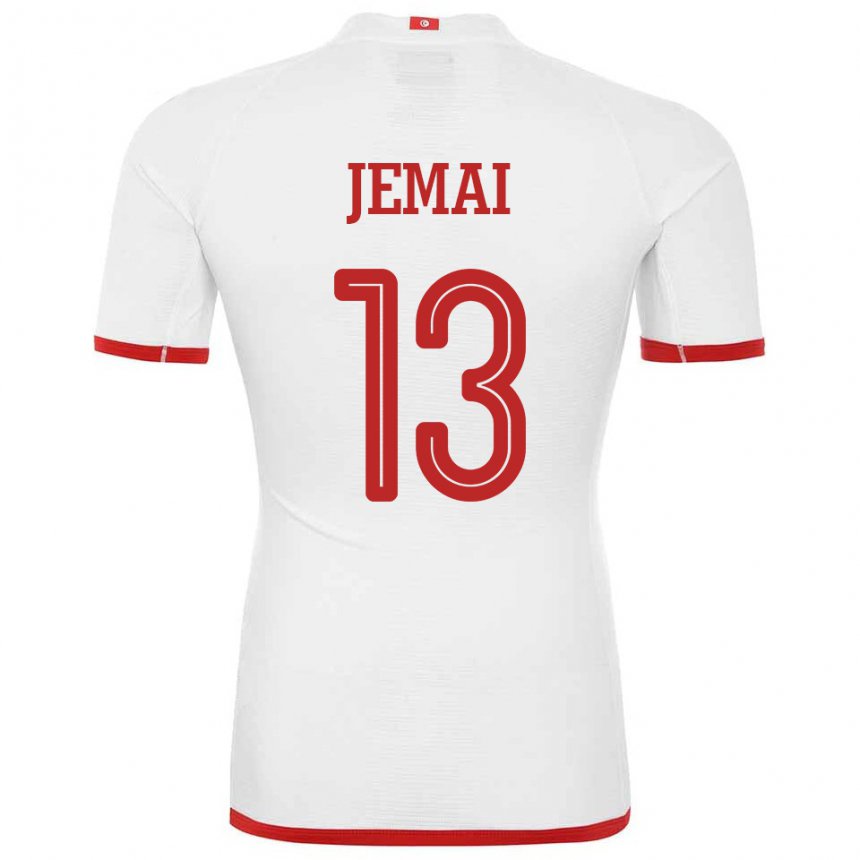 Uomo Maglia Tunisia Yasmine Jemai #13 Bianco Kit Gara Away 22-24 Maglietta
