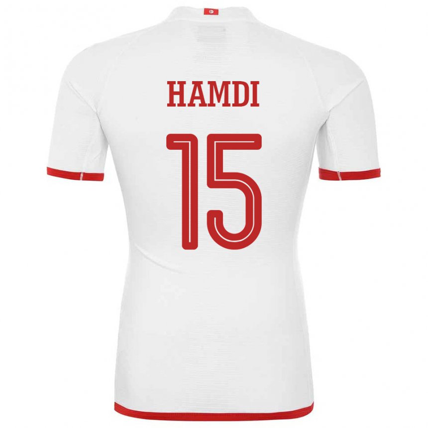 Uomo Maglia Tunisia Hanna Hamdi #15 Bianco Kit Gara Away 22-24 Maglietta