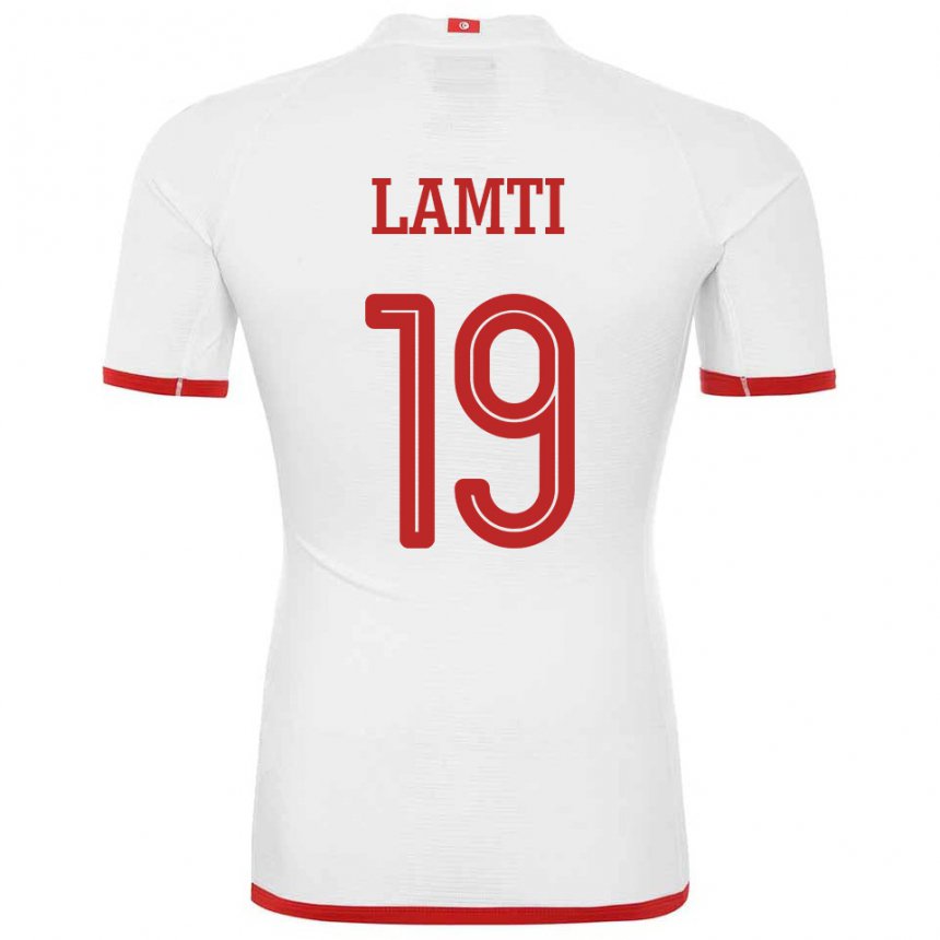 Uomo Maglia Tunisia Chirine Lamti #19 Bianco Kit Gara Away 22-24 Maglietta