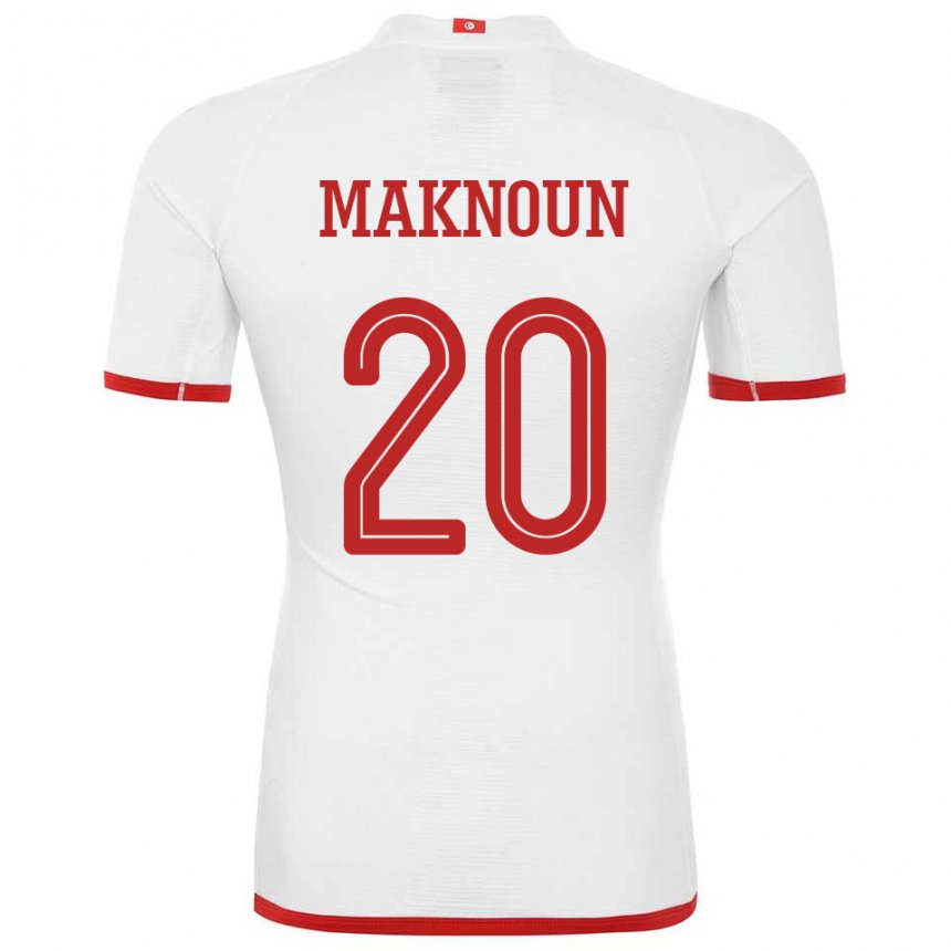 Uomo Maglia Tunisia Leila Maknoun #20 Bianco Kit Gara Away 22-24 Maglietta