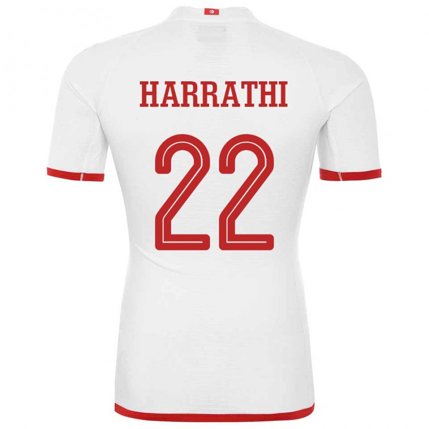 Uomo Maglia Tunisia Najla Harrathi #22 Bianco Kit Gara Away 22-24 Maglietta