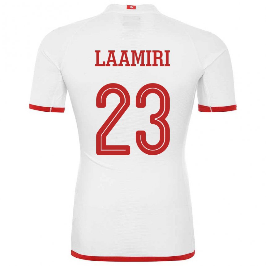 Uomo Maglia Tunisia Soumaya Laamiri #23 Bianco Kit Gara Away 22-24 Maglietta