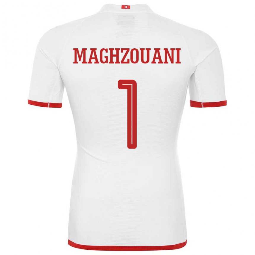 Uomo Maglia Tunisia Wassim Maghzouani #1 Bianco Kit Gara Away 22-24 Maglietta