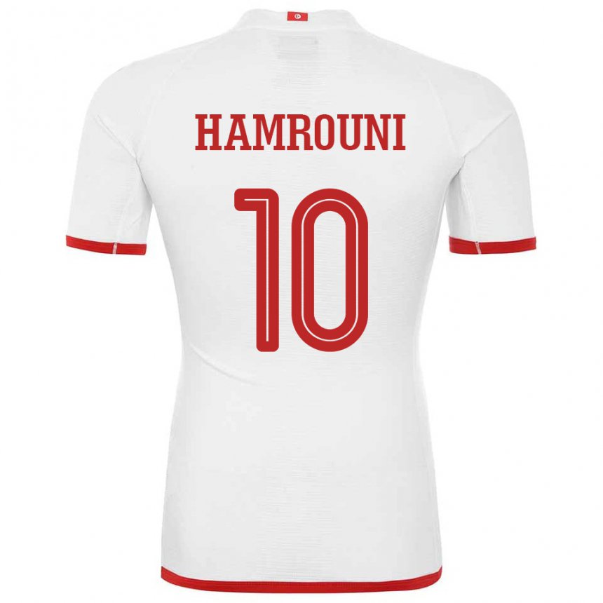 Uomo Maglia Tunisia Rayen Hamrouni #10 Bianco Kit Gara Away 22-24 Maglietta