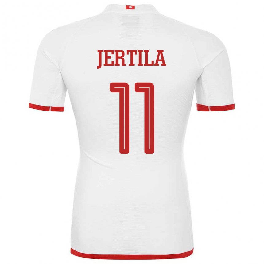 Uomo Maglia Tunisia Hedi Jertila #11 Bianco Kit Gara Away 22-24 Maglietta