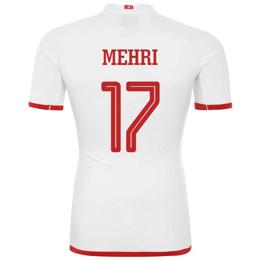 Uomo Maglia Tunisia Malek Mehri #17 Bianco Kit Gara Away 22-24 Maglietta