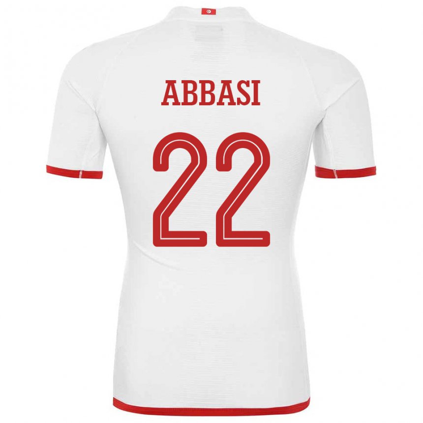 Uomo Maglia Tunisia Bechir Abbasi #22 Bianco Kit Gara Away 22-24 Maglietta