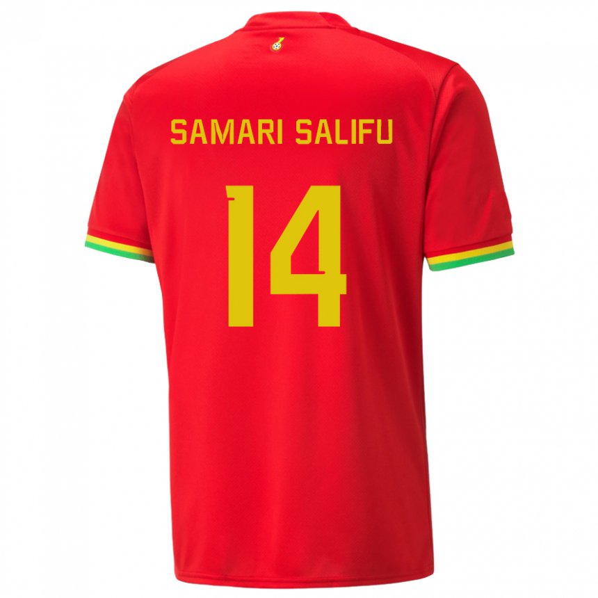 Uomo Maglia Ghana Abass Samari Salifu #14 Rosso Kit Gara Away 22-24 Maglietta