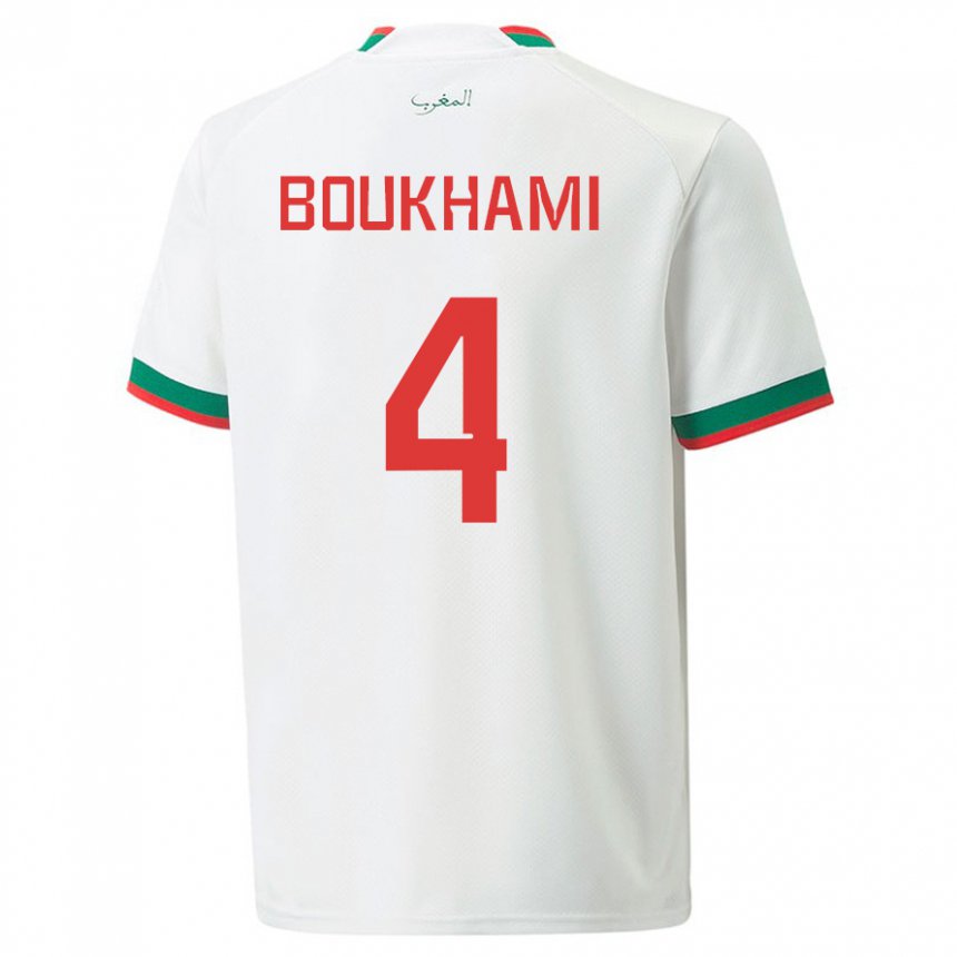 Uomo Maglia Marocco Siham Boukhami #4 Bianco Kit Gara Away 22-24 Maglietta