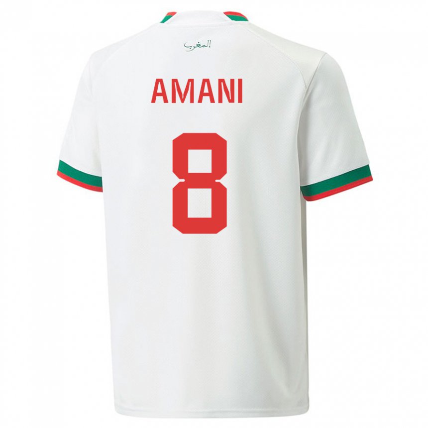 Uomo Maglia Marocco Salma Amani #8 Bianco Kit Gara Away 22-24 Maglietta