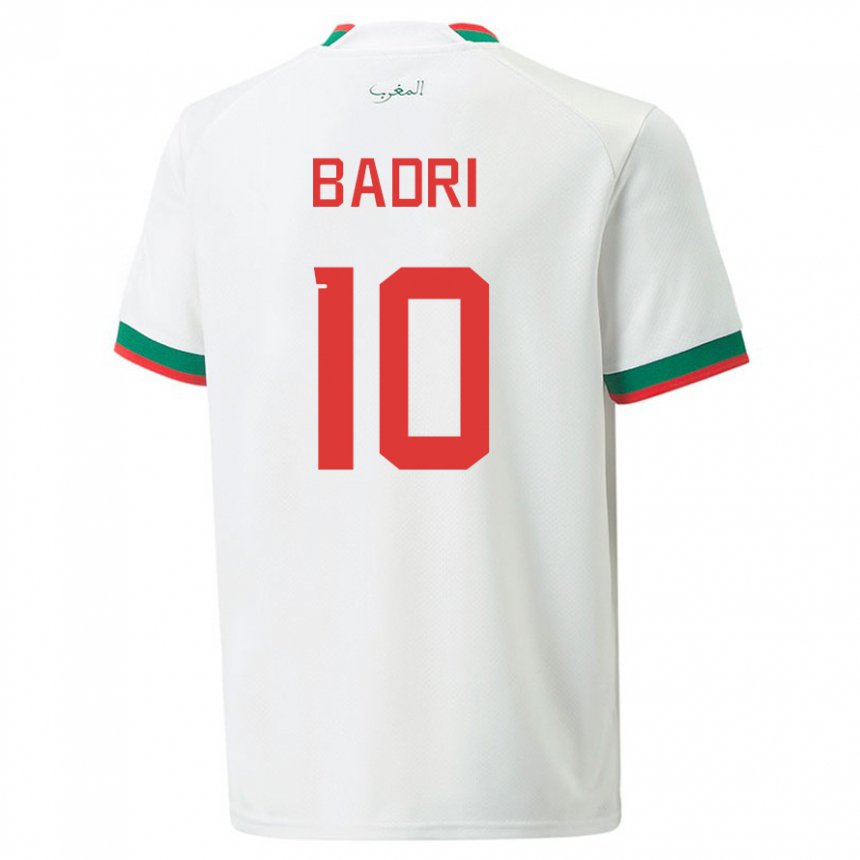 Uomo Maglia Marocco Najat Badri #10 Bianco Kit Gara Away 22-24 Maglietta
