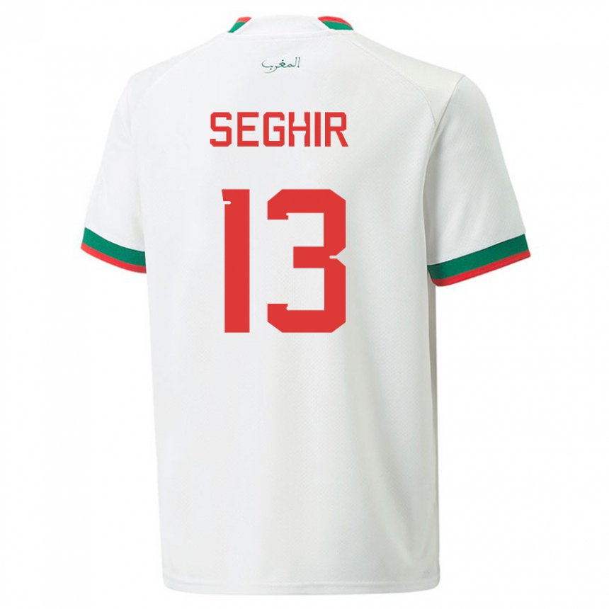 Uomo Maglia Marocco Sabah Seghir #13 Bianco Kit Gara Away 22-24 Maglietta