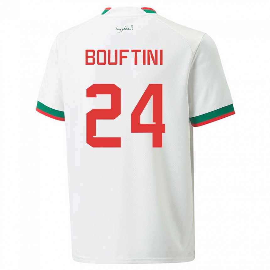 Uomo Maglia Marocco Sofia Bouftini #24 Bianco Kit Gara Away 22-24 Maglietta