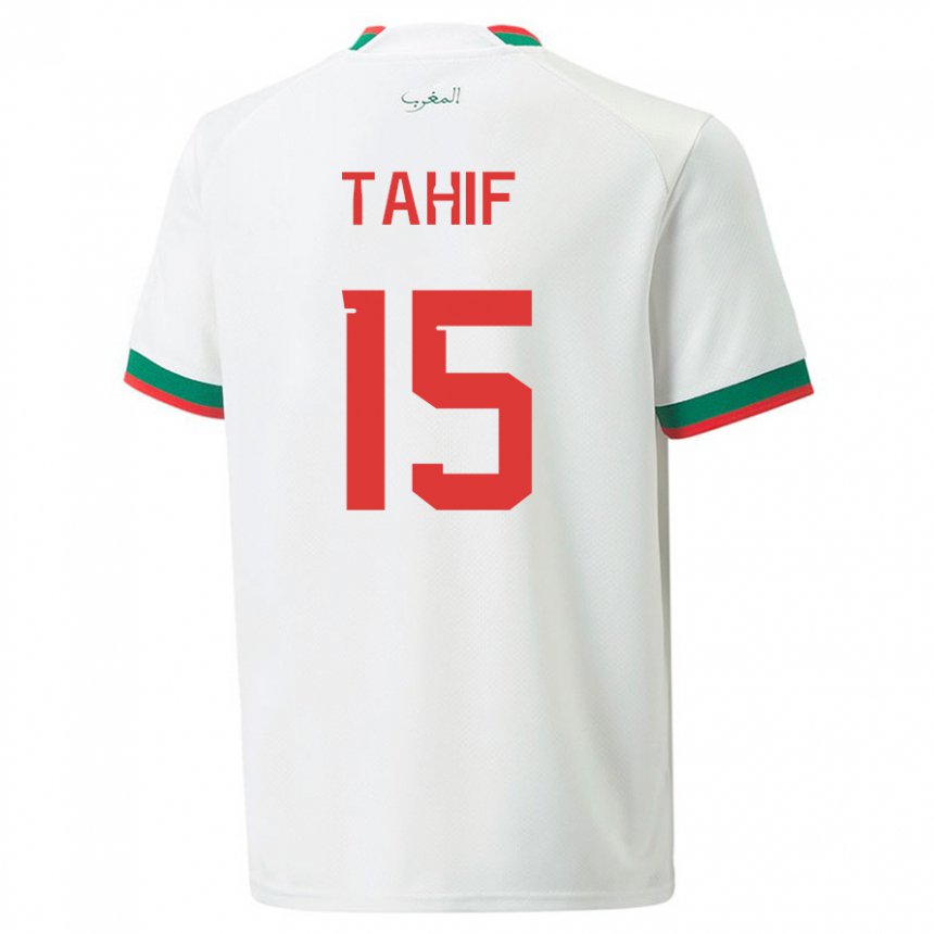 Uomo Maglia Marocco Adil Tahif #15 Bianco Kit Gara Away 22-24 Maglietta