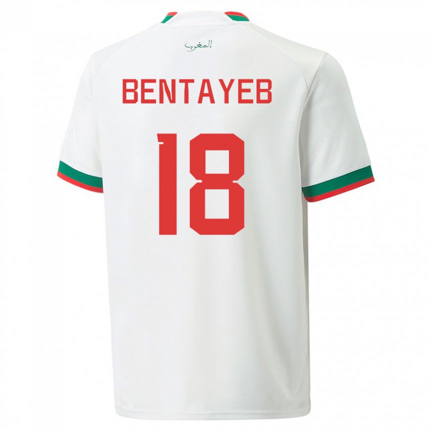 Uomo Maglia Marocco Tawfik Bentayeb #18 Bianco Kit Gara Away 22-24 Maglietta