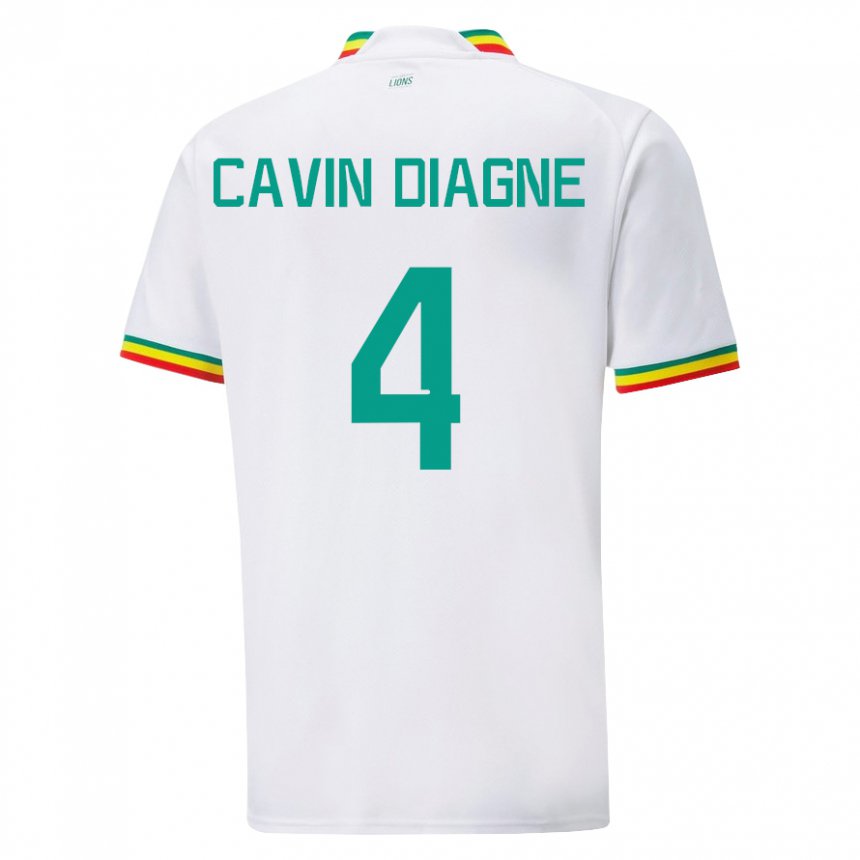 Donna Maglia Senegal Cavin Diagne #4 Bianco Kit Gara Home 22-24 Maglietta
